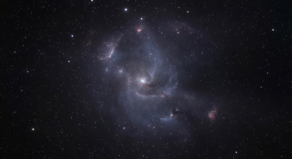 Unveiling the Cosmic Mystery: The Discovery of CDG-2 Artistic representation of the ghostly galaxy CDG-2 in space.